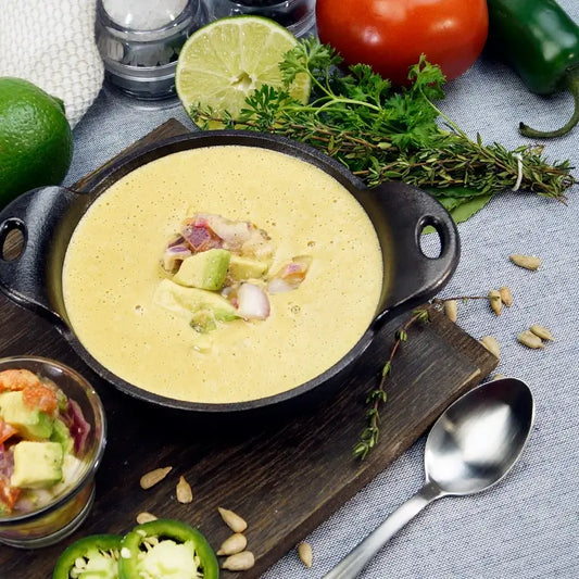 Spicy SunButter Soup With Avocado Salsa